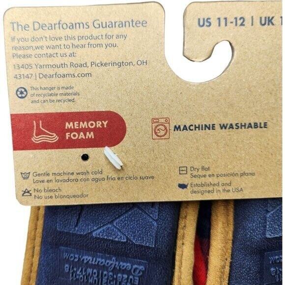 New Dearfoam Childrens 'Lil Bear' Slippers 11/12 Red Blue Plaid Memory Foam - Picture 6 of 7